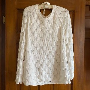 Soft Surroundings white open stitch sweater large